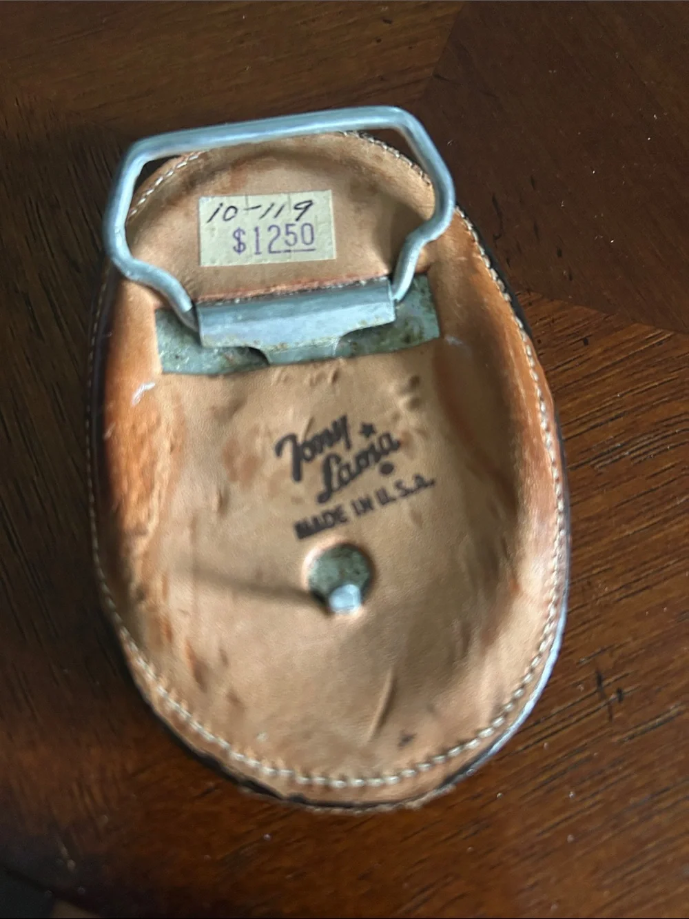 Tony Lama Hand-Tooled Floral Leather Belt Buckle in Red and Tan